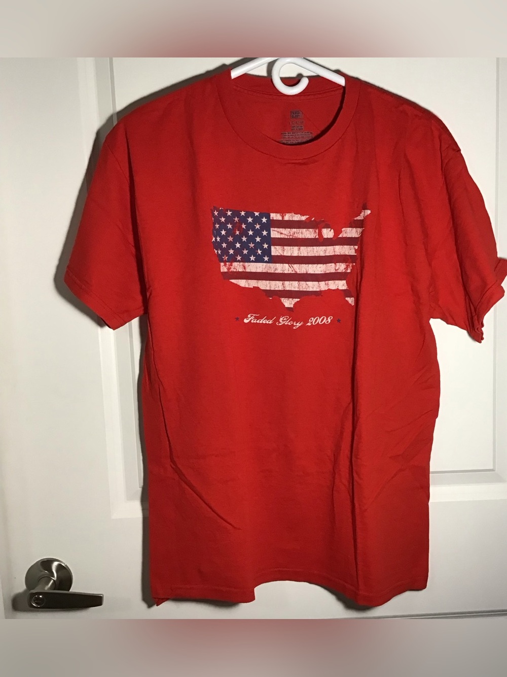 Faded Glory Red Short-Sleeve Tee with Distressed USA Graphic
